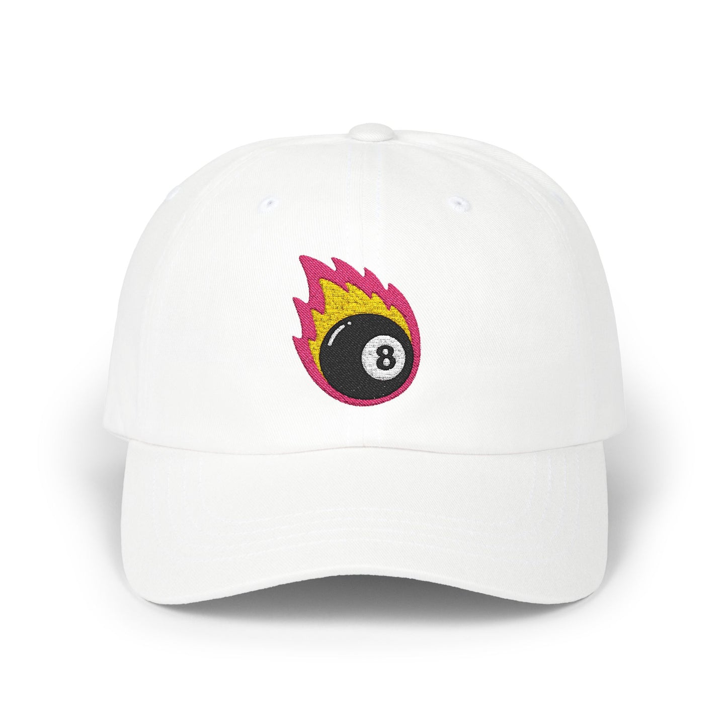 Retro Flaming 8-Ball on Fire Pool Lover Billiard Cue Sport l Classic Dad Cap - Stylish Casual Headwear for Pool Lovers