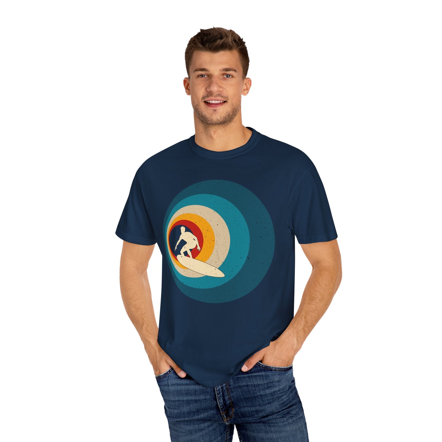 Surfer Vintage Wave Retro Surfing Surf Beach Retro Surf Vibe Unisex Garment-Dyed T-Shirt
