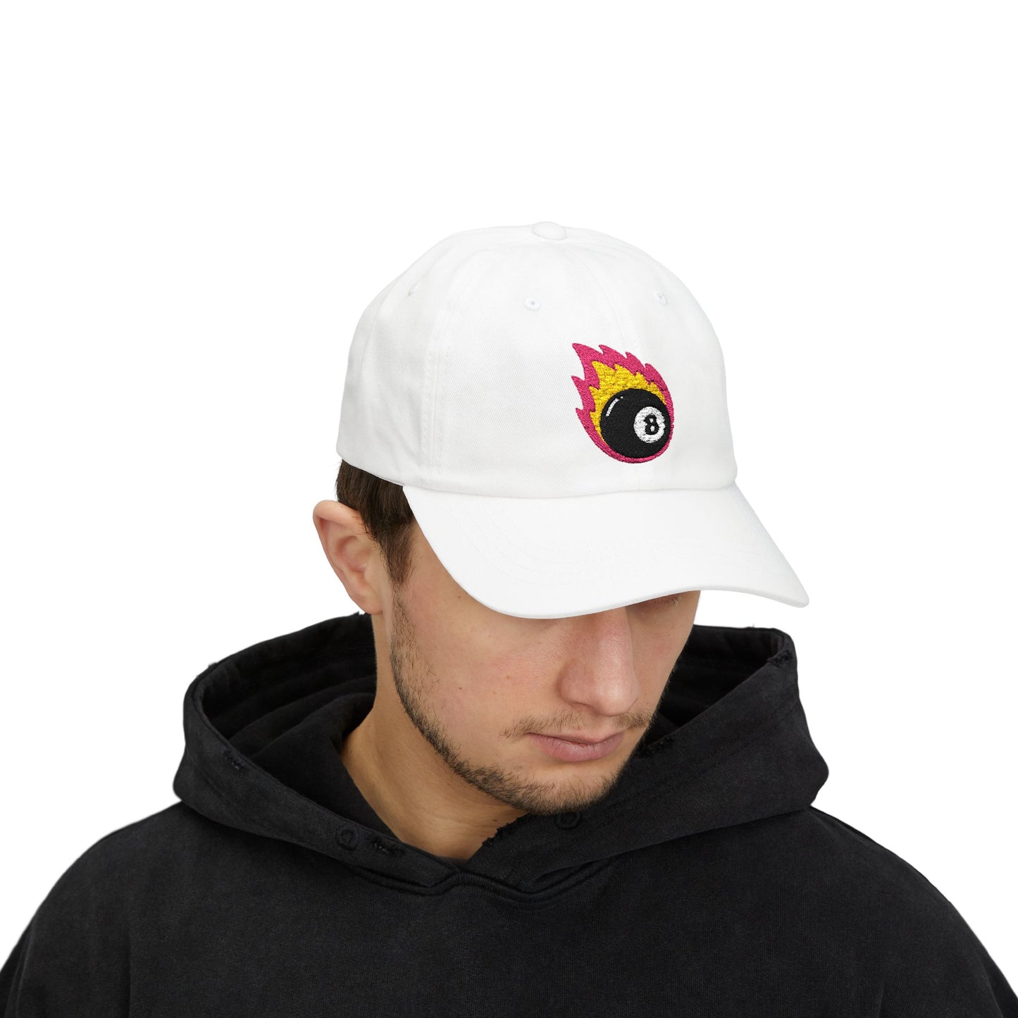 Retro Flaming 8-Ball on Fire Pool Lover Billiard Cue Sport l Classic Dad Cap - Stylish Casual Headwear for Pool Lovers