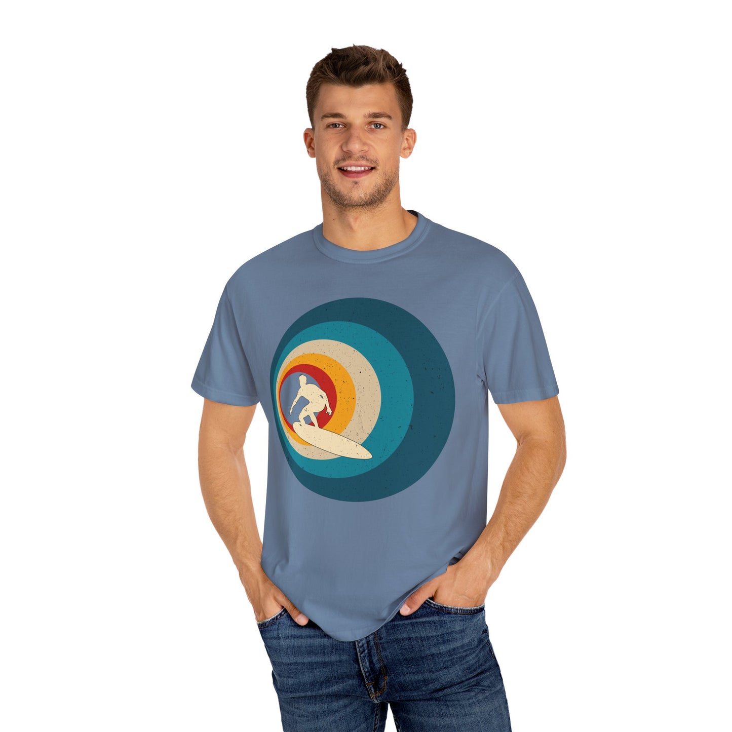 Surfer Vintage Wave Retro Surfing Surf Beach Retro Surf Vibe Unisex Garment-Dyed T-Shirt