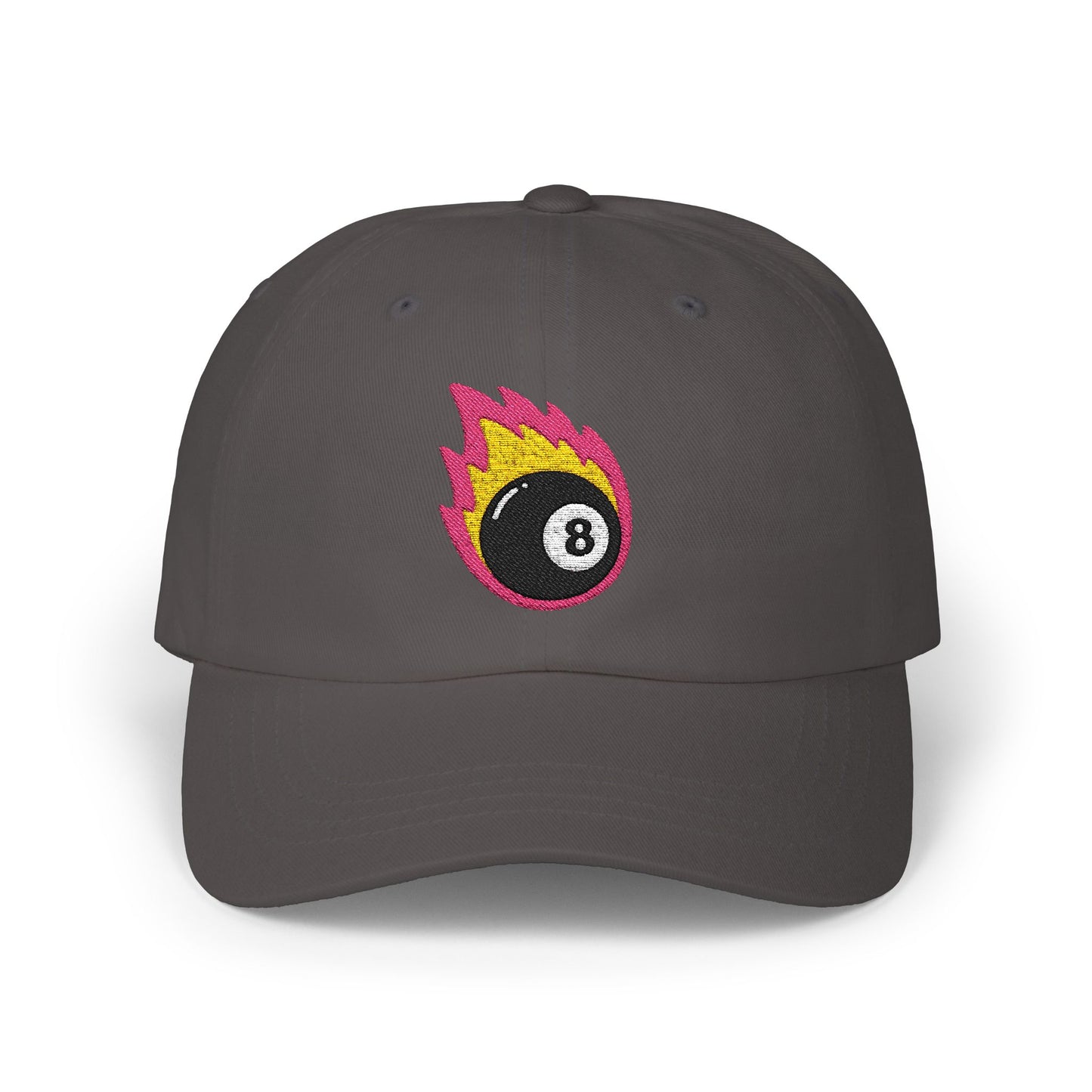 Retro Flaming 8-Ball on Fire Pool Lover Billiard Cue Sport l Classic Dad Cap - Stylish Casual Headwear for Pool Lovers