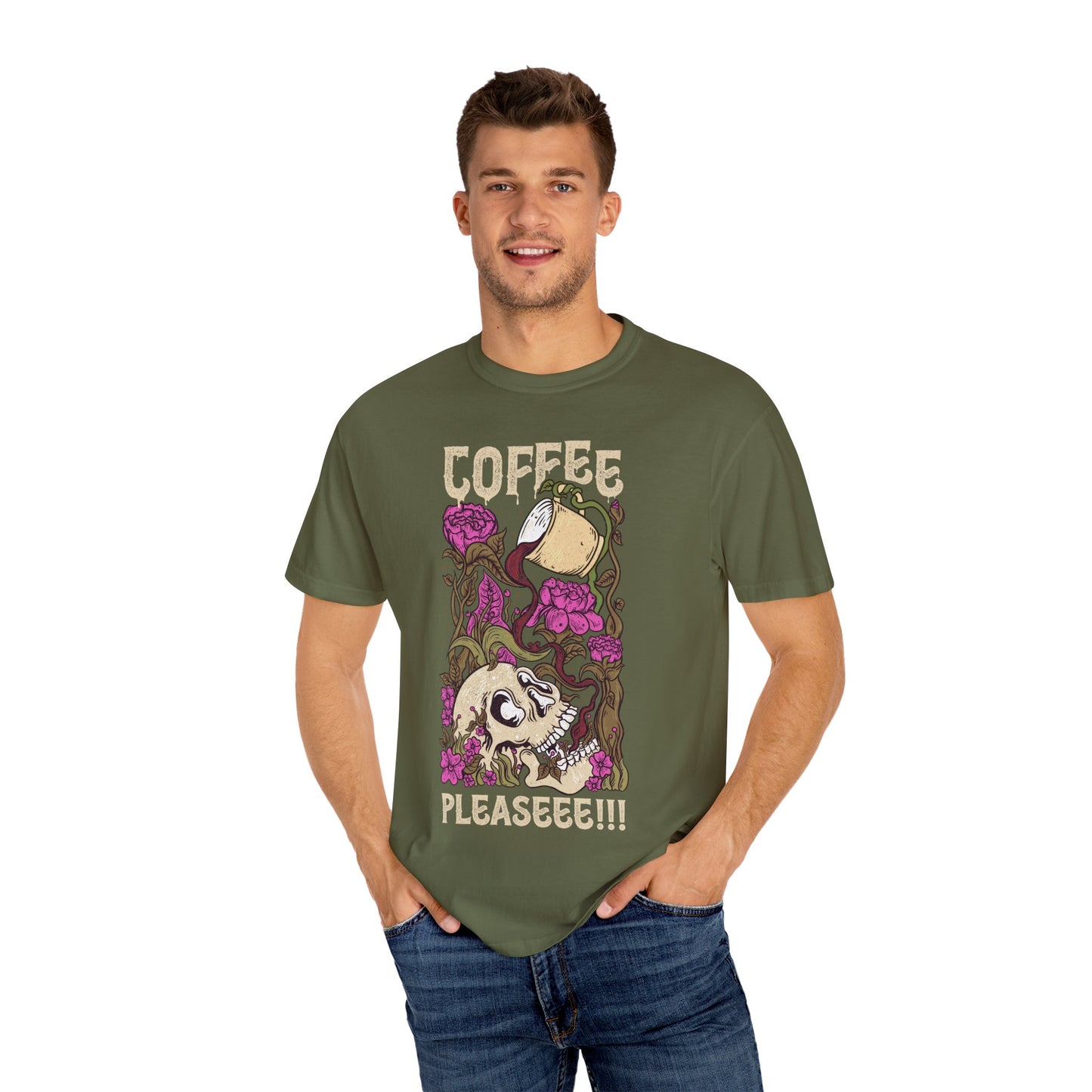Coffee Please!!! Unisex Garment-Dyed T-shirt - Perfect for Coffee Lovers