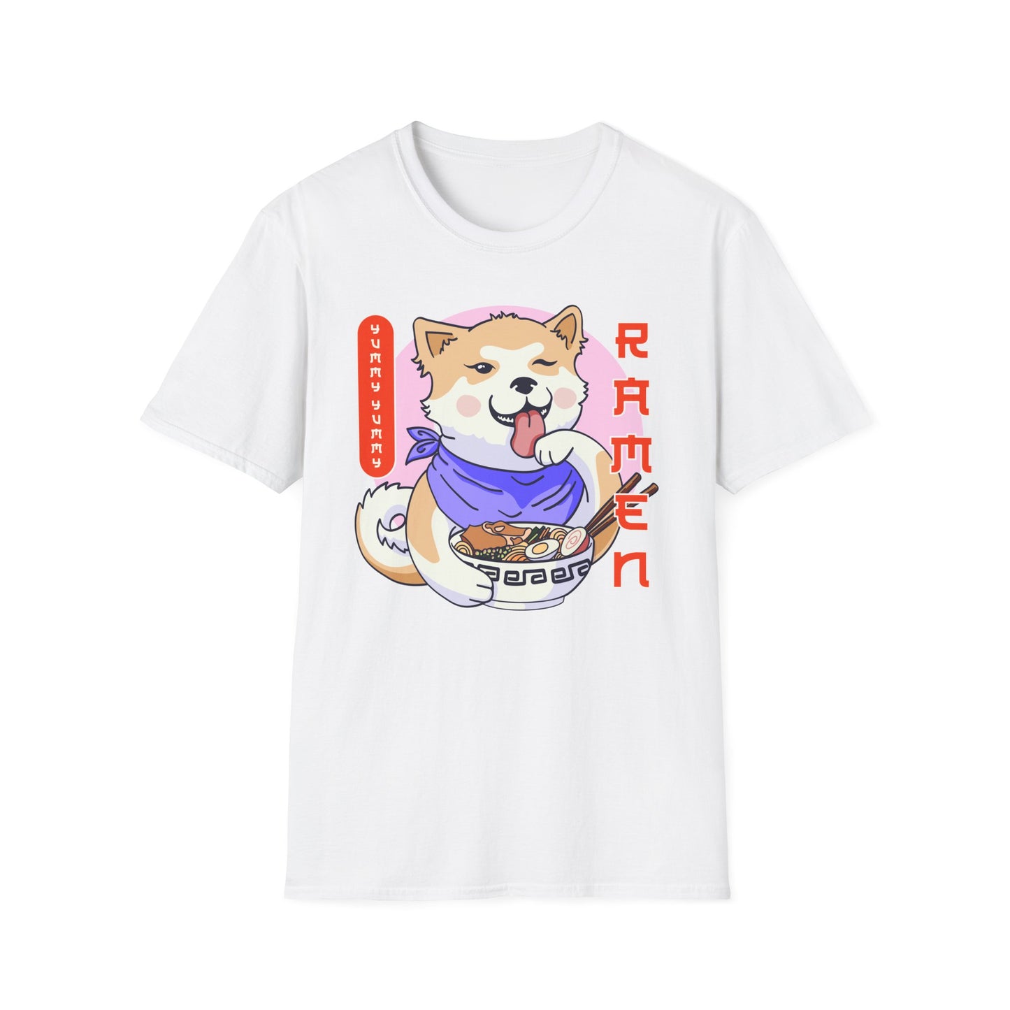 Shiba Inu Ramen Japanese Funny Kawaii Shiba Dog Anime Gifts Unisex Softstyle T-Shirt
