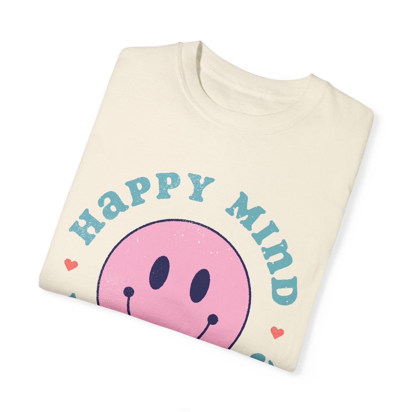 Retro Happy Smile, Pink Face - Trendy Costume - Unisex Happy Mind T-Shirt | Garment-Dyed Positive Vibes Tee