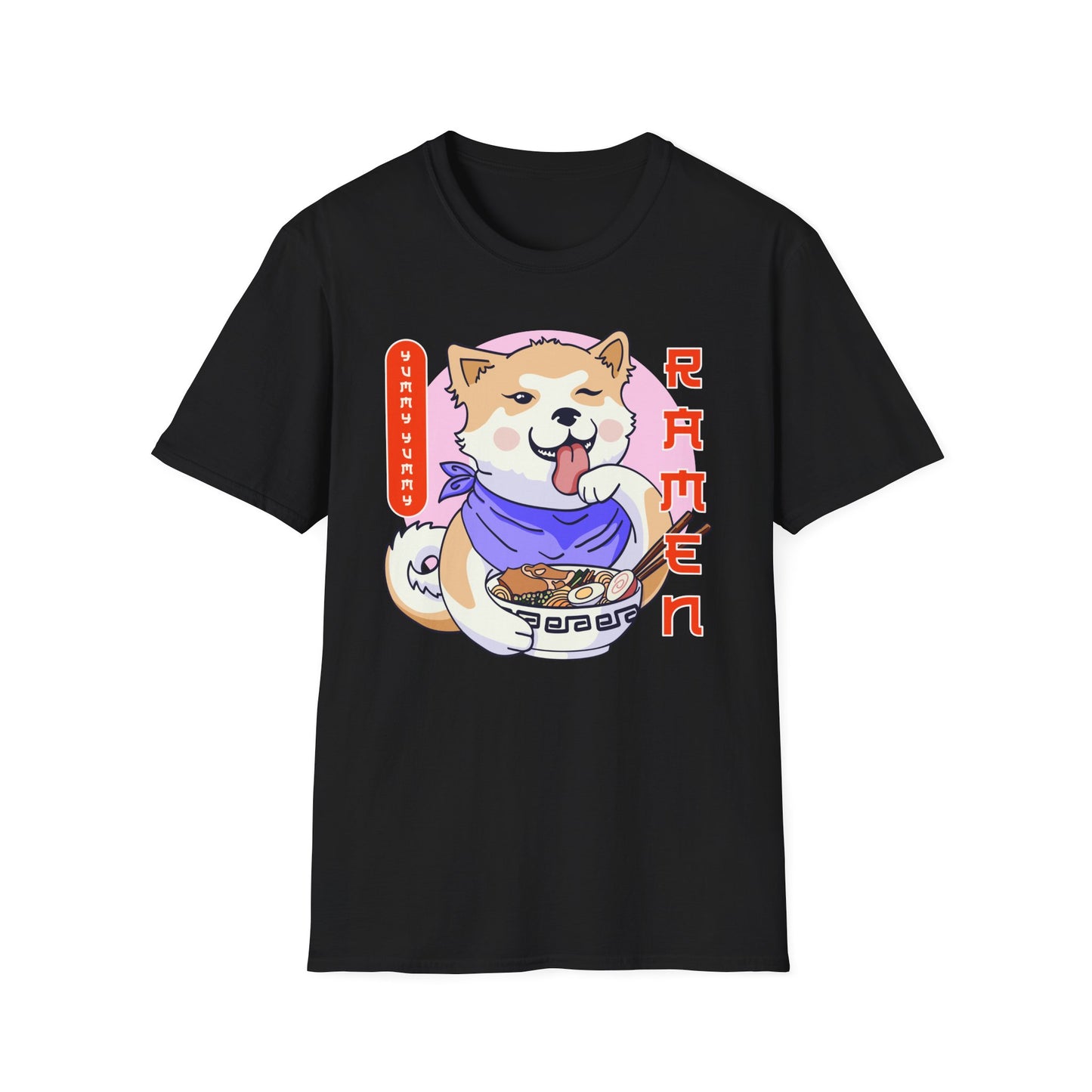 Shiba Inu Ramen Japanese Funny Kawaii Shiba Dog Anime Gifts Unisex Softstyle T-Shirt