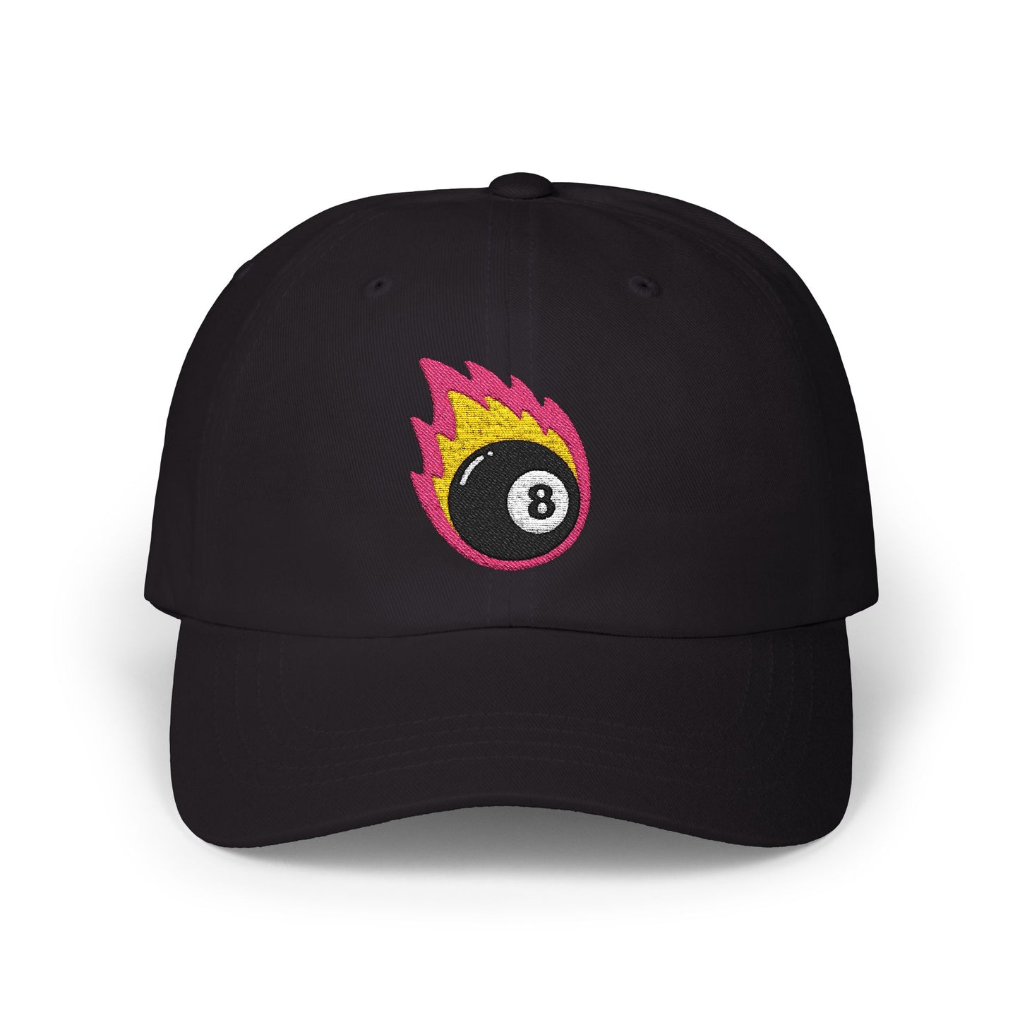 Retro Flaming 8-Ball on Fire Pool Lover Billiard Cue Sport l Classic Dad Cap - Stylish Casual Headwear for Pool Lovers