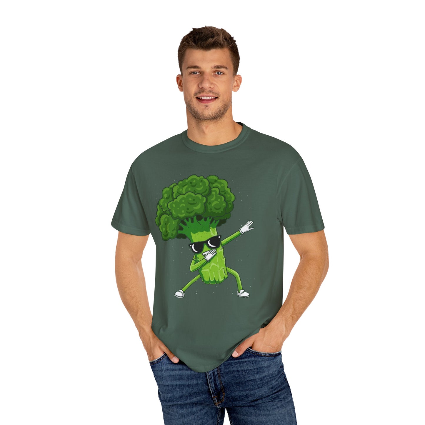 Cool Retro Broccoli Dabbing Wearing Sunglasses Unisex T-shirt - Fun Veggie Design for Foodies & Plant Lovers