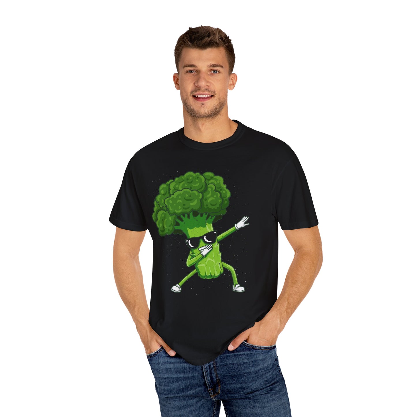 Cool Retro Broccoli Dabbing Wearing Sunglasses Unisex T-shirt - Fun Veggie Design for Foodies & Plant Lovers