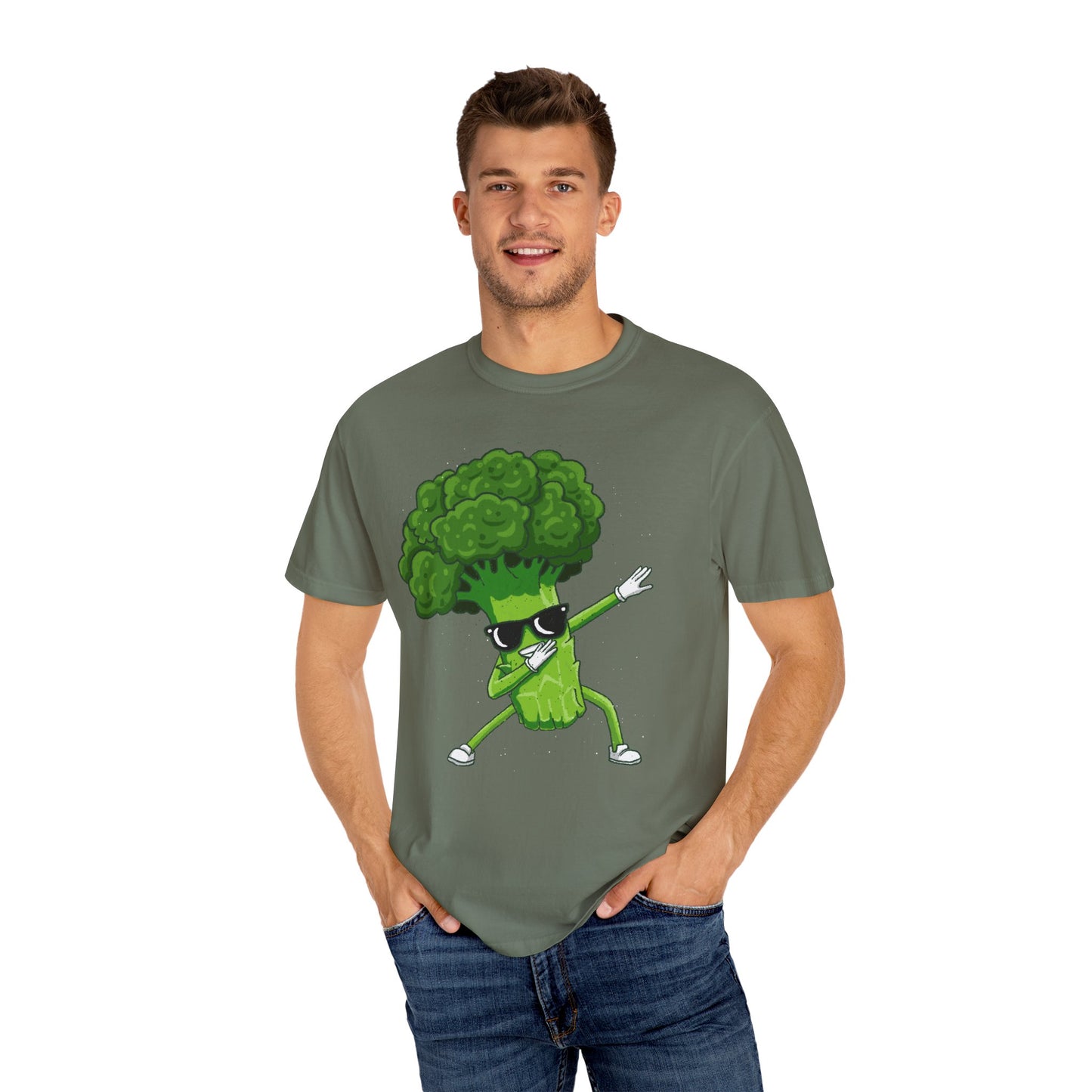 Cool Retro Broccoli Dabbing Wearing Sunglasses Unisex T-shirt - Fun Veggie Design for Foodies & Plant Lovers