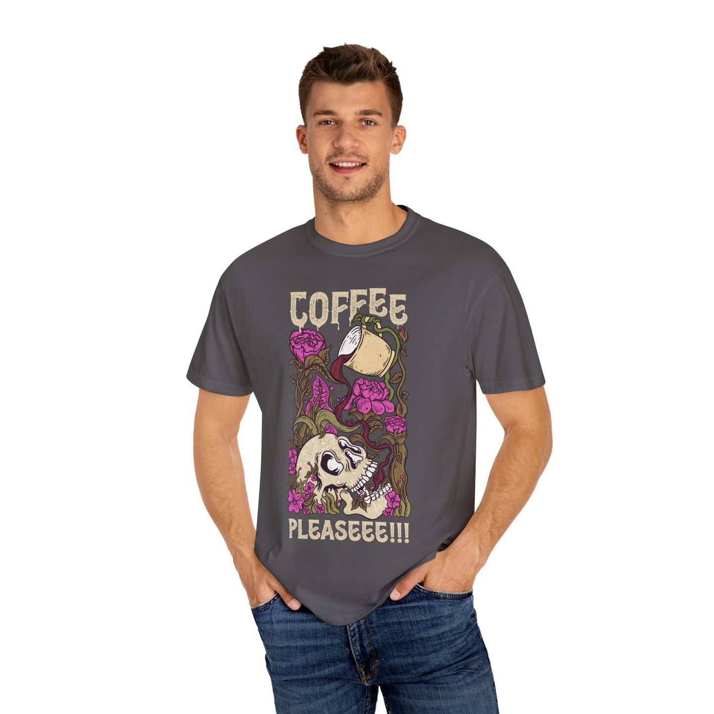 Coffee Please!!! Unisex Garment-Dyed T-shirt - Perfect for Coffee Lovers