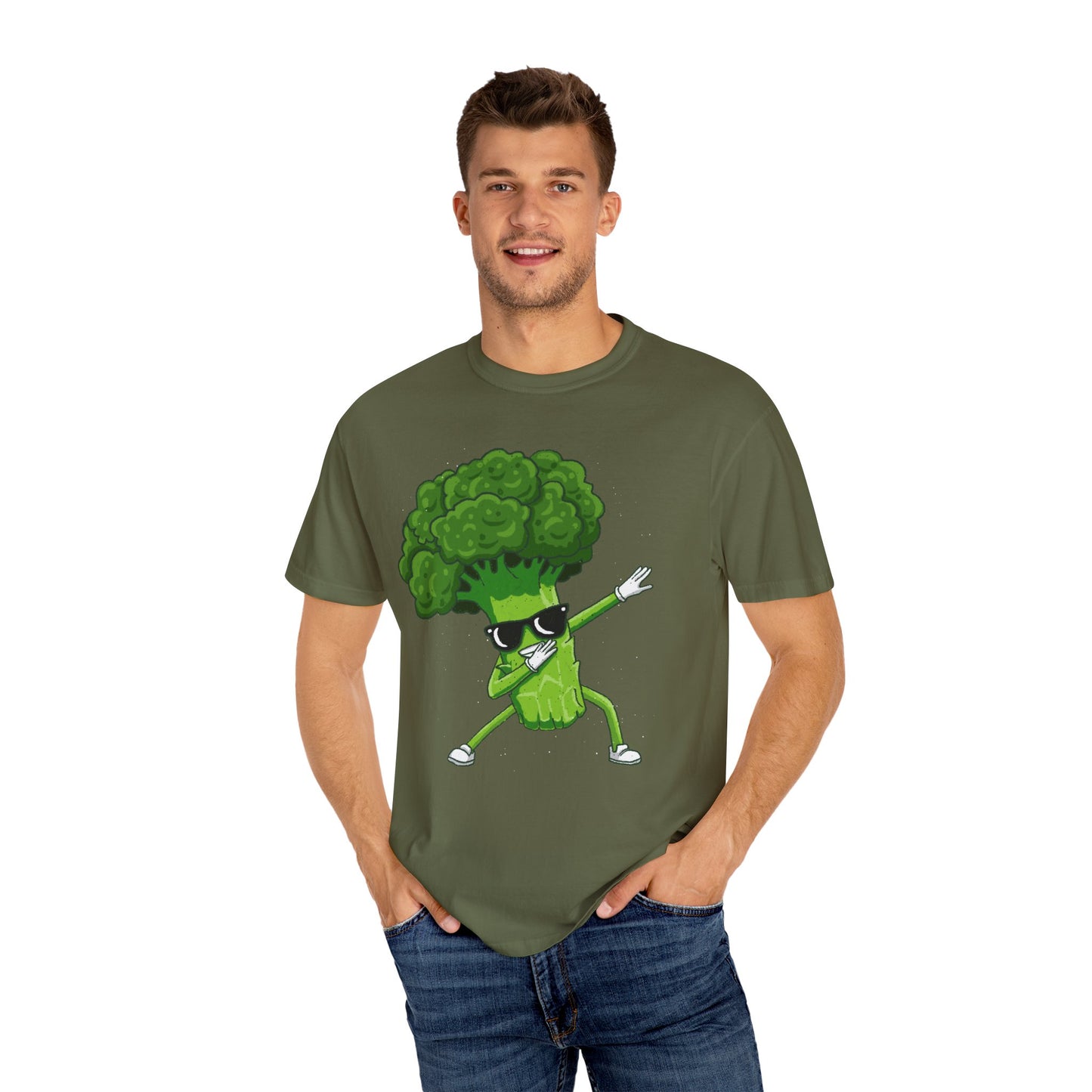 Cool Retro Broccoli Dabbing Wearing Sunglasses Unisex T-shirt - Fun Veggie Design for Foodies & Plant Lovers