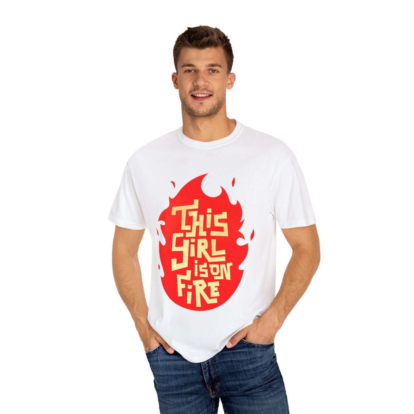 'This Girl Is on Fire' Graphic Tee - Emancipation Women Power - Go Girls - Unisex Garment-Dyed T-Shirt