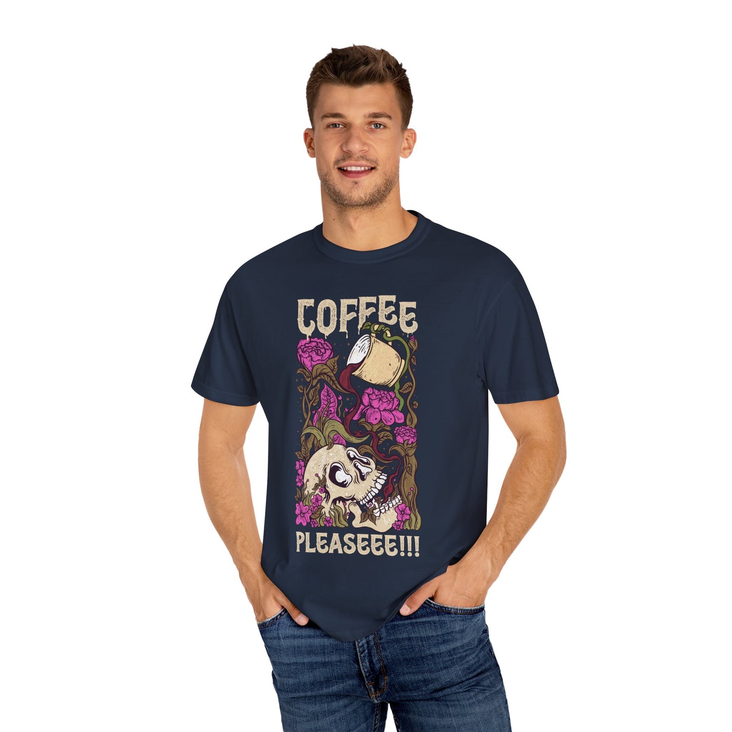 Coffee Please!!! Unisex Garment-Dyed T-shirt - Perfect for Coffee Lovers