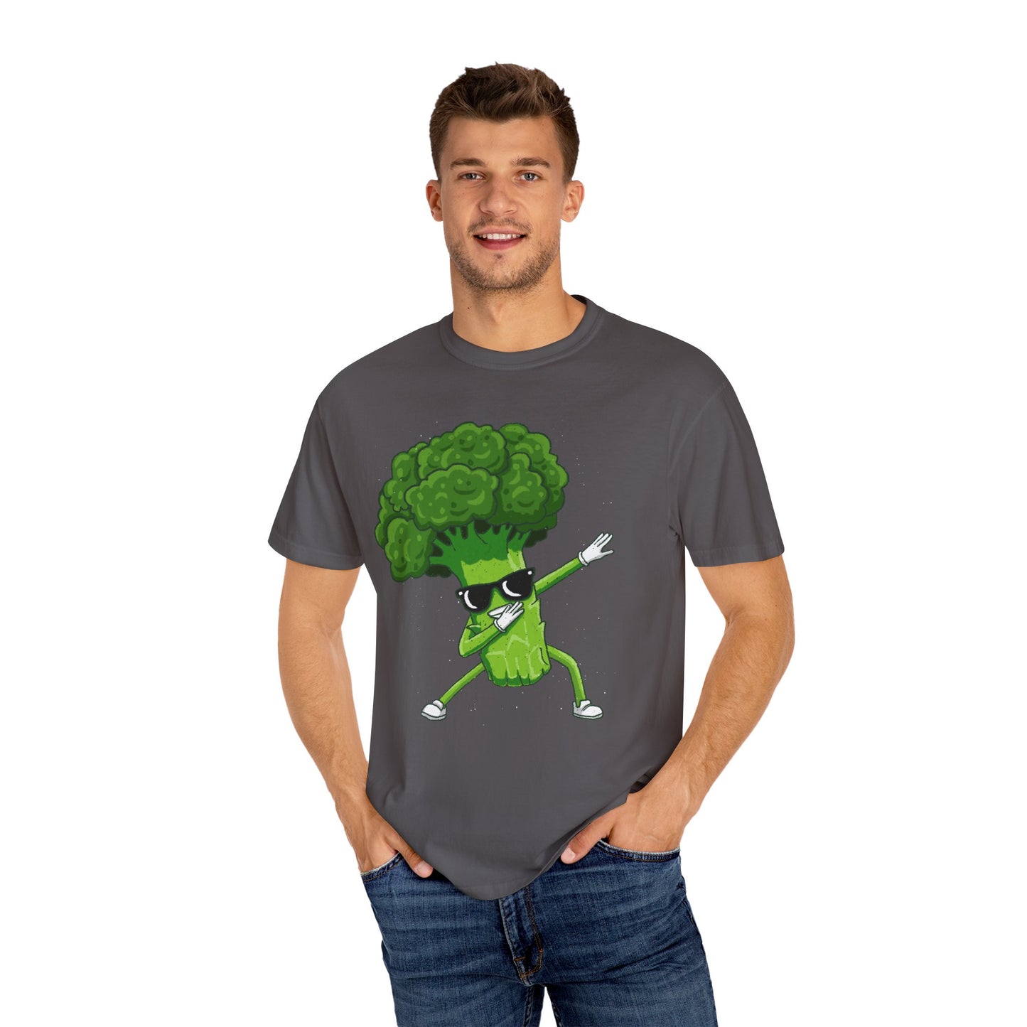 Cool Retro Broccoli Dabbing Wearing Sunglasses Unisex T-shirt - Fun Veggie Design for Foodies & Plant Lovers