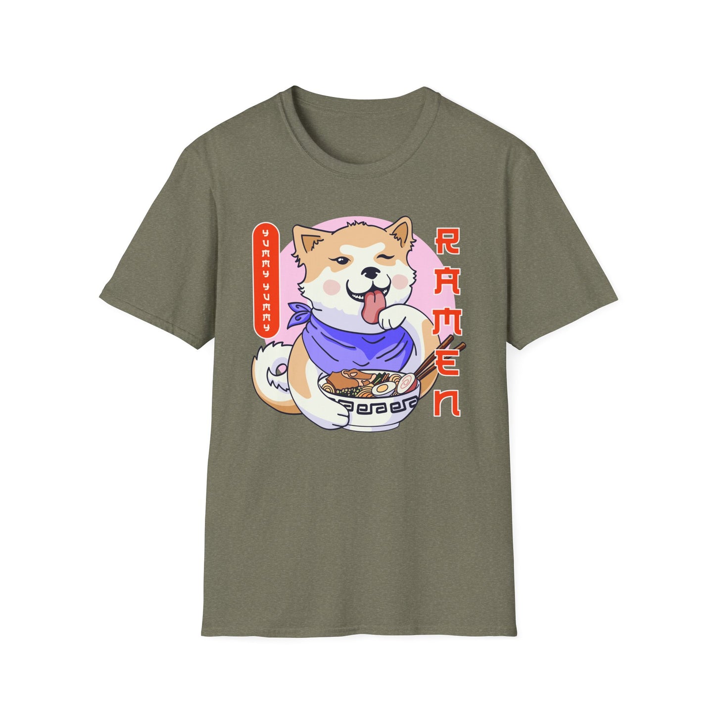 Shiba Inu Ramen Japanese Funny Kawaii Shiba Dog Anime Gifts Unisex Softstyle T-Shirt