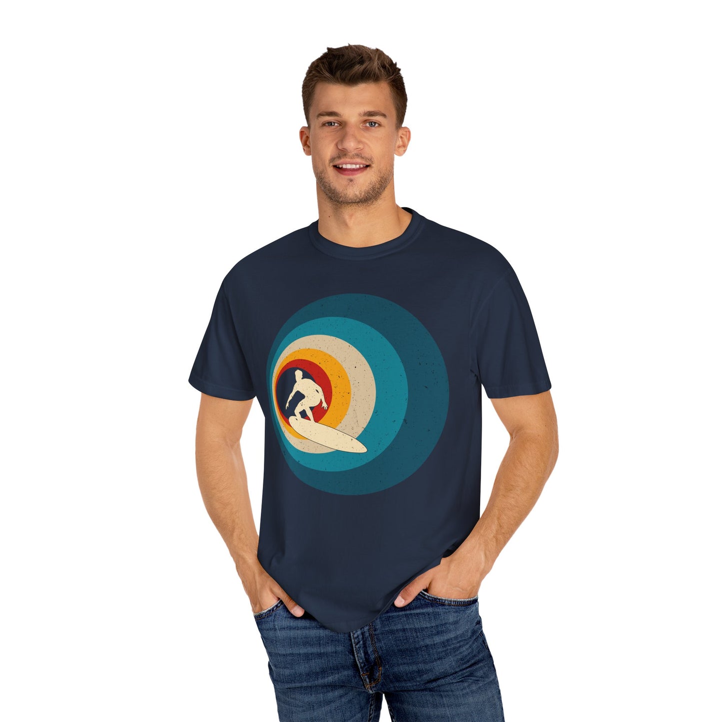 Surfer Vintage Wave Retro Surfing Surf Beach Retro Surf Vibe Unisex Garment-Dyed T-Shirt