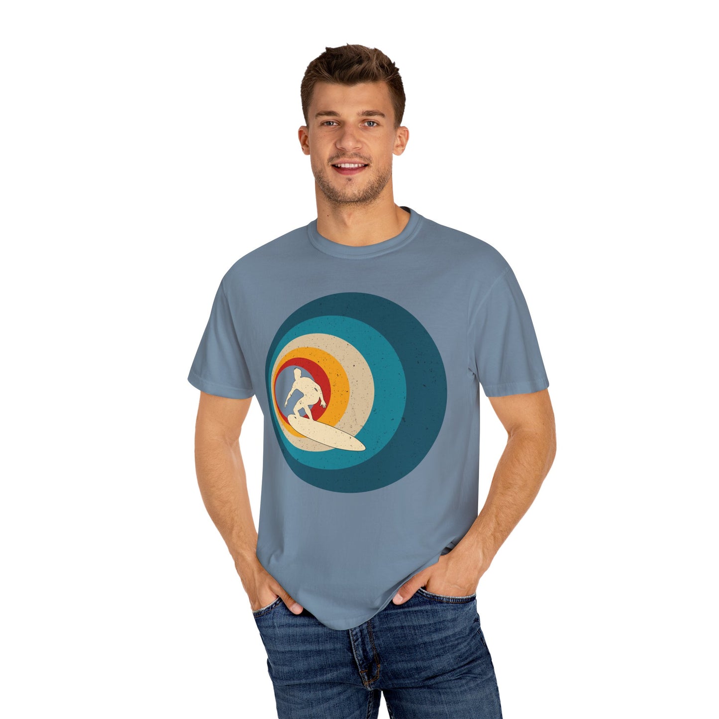 Surfer Vintage Wave Retro Surfing Surf Beach Retro Surf Vibe Unisex Garment-Dyed T-Shirt