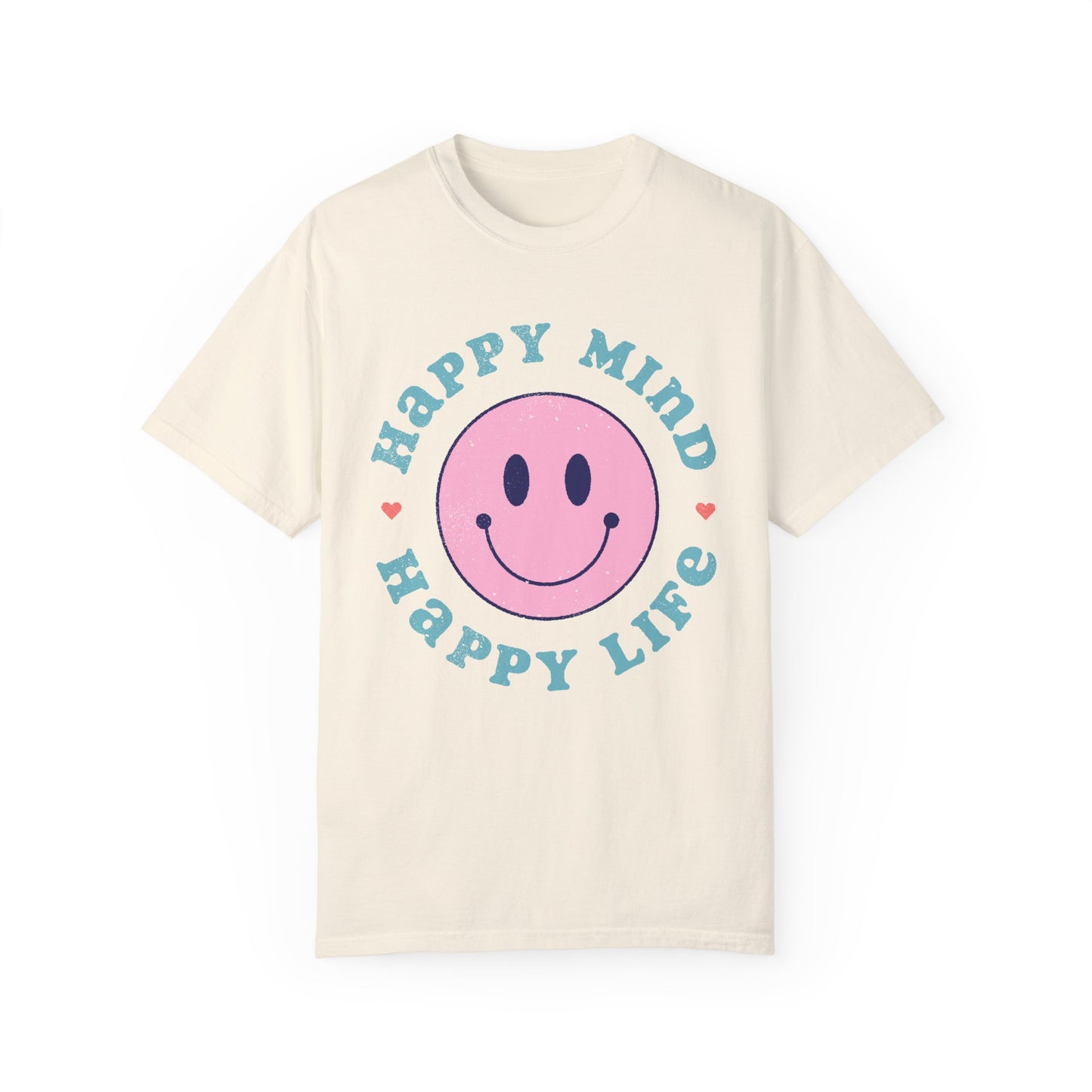 Retro Happy Smile, Pink Face - Trendy Costume - Unisex Happy Mind T-Shirt | Garment-Dyed Positive Vibes Tee