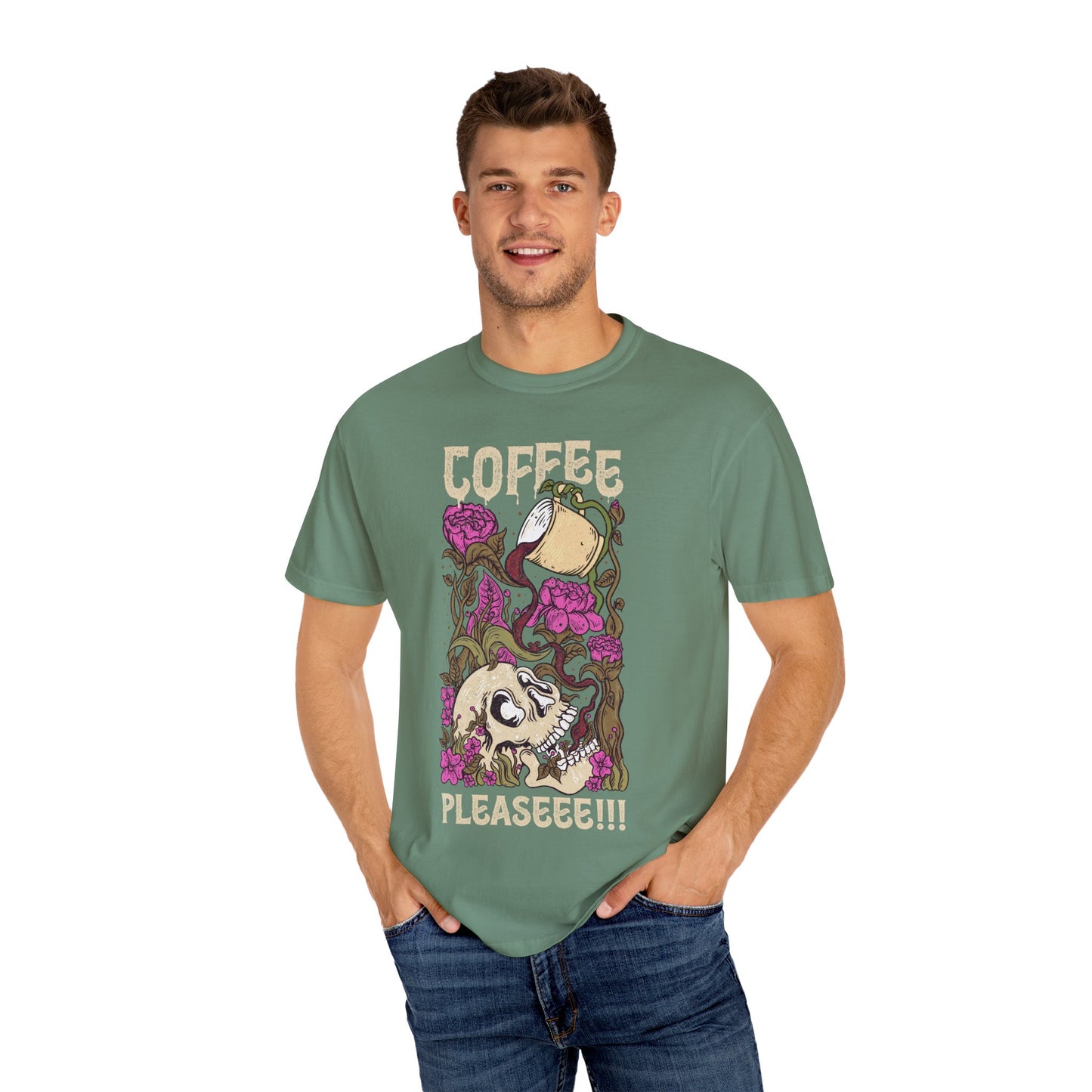 Coffee Please!!! Unisex Garment-Dyed T-shirt - Perfect for Coffee Lovers