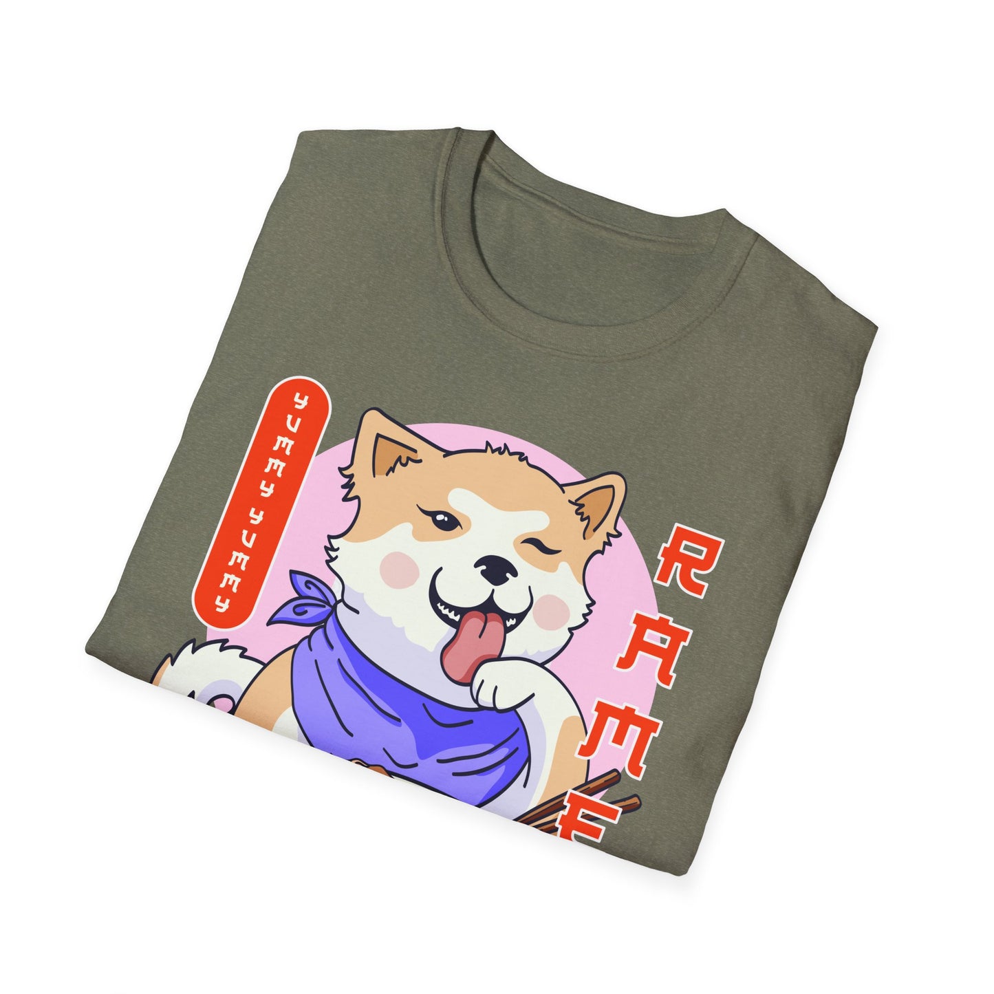 Shiba Inu Ramen Japanese Funny Kawaii Shiba Dog Anime Gifts Unisex Softstyle T-Shirt