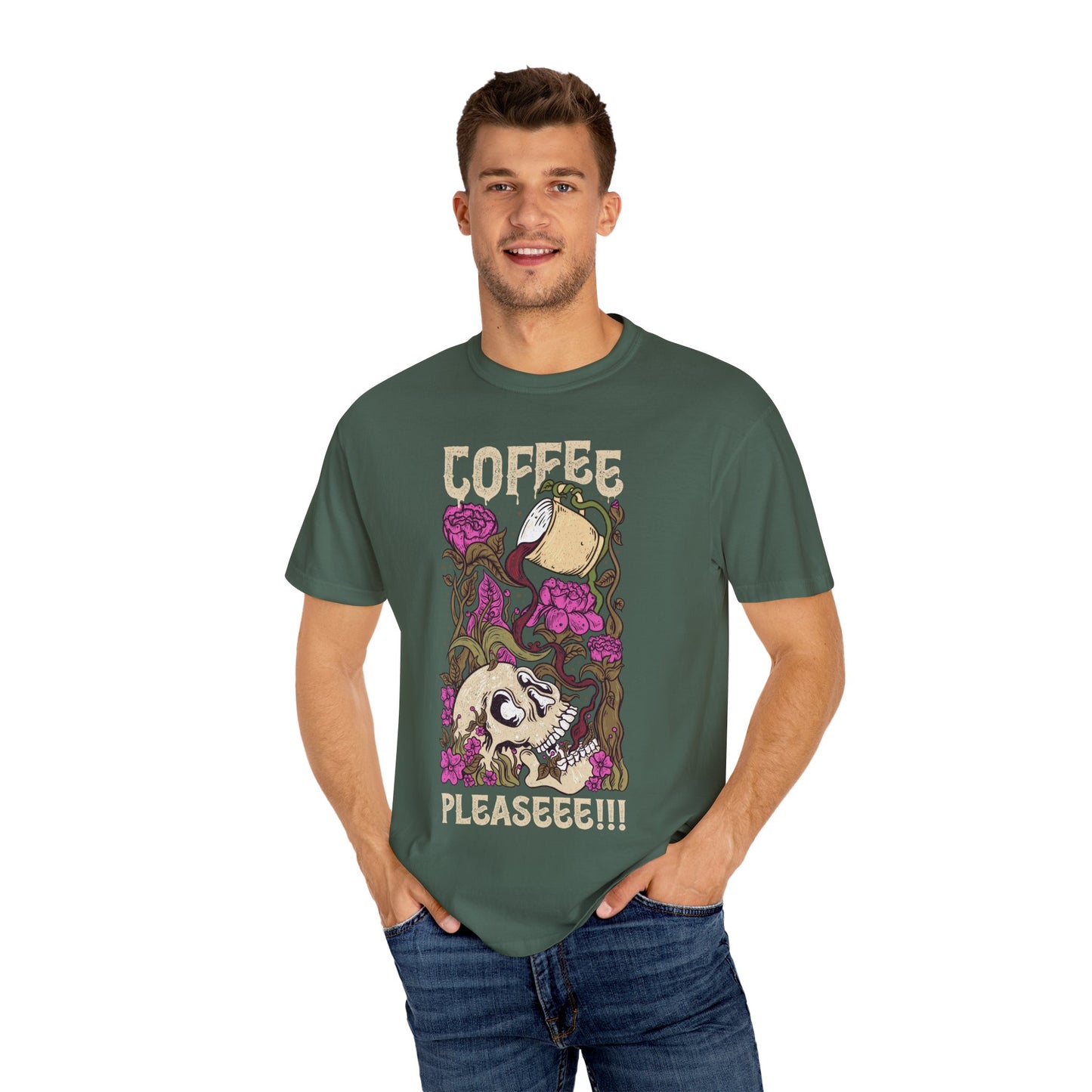 Coffee Please!!! Unisex Garment-Dyed T-shirt - Perfect for Coffee Lovers
