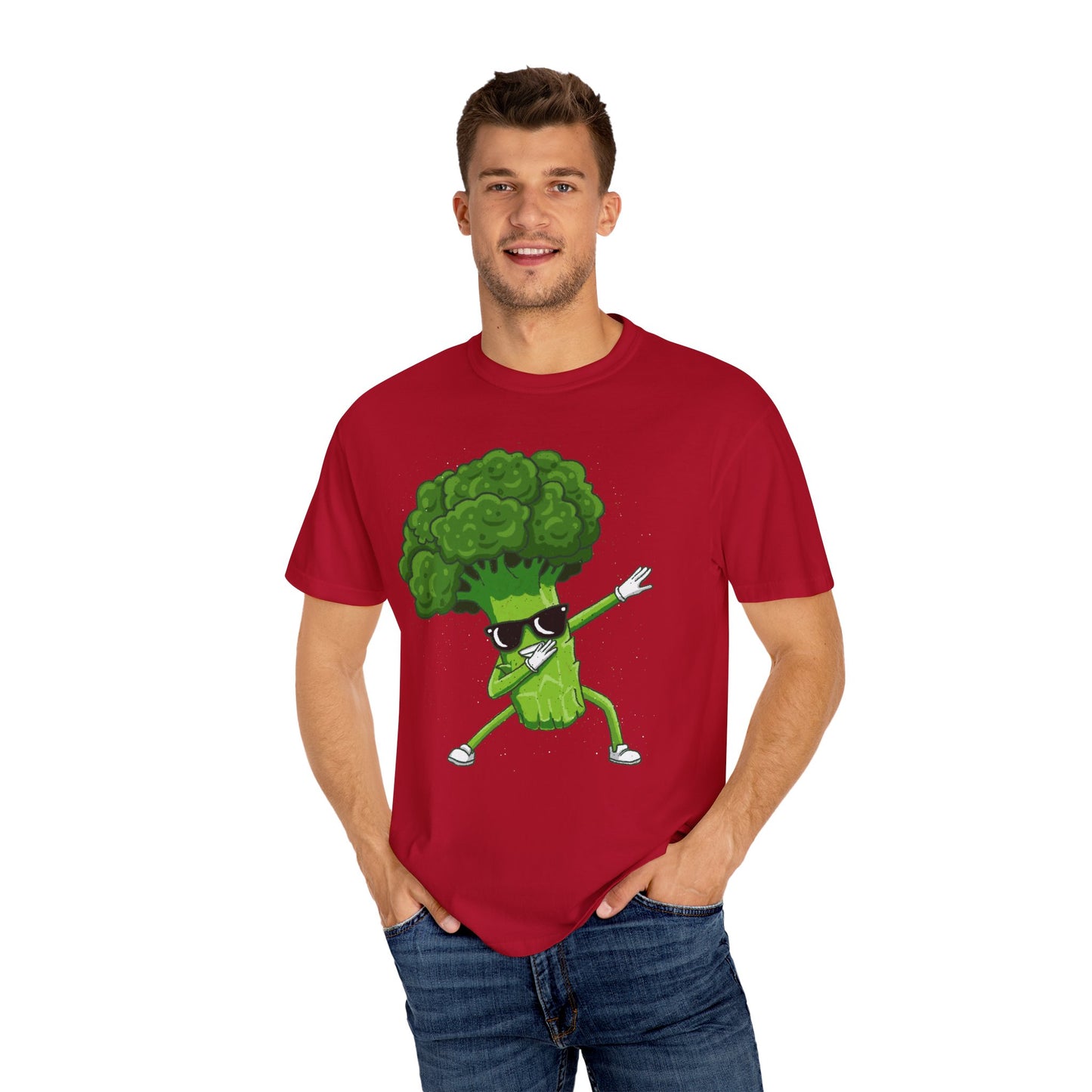 Cool Retro Broccoli Dabbing Wearing Sunglasses Unisex T-shirt - Fun Veggie Design for Foodies & Plant Lovers