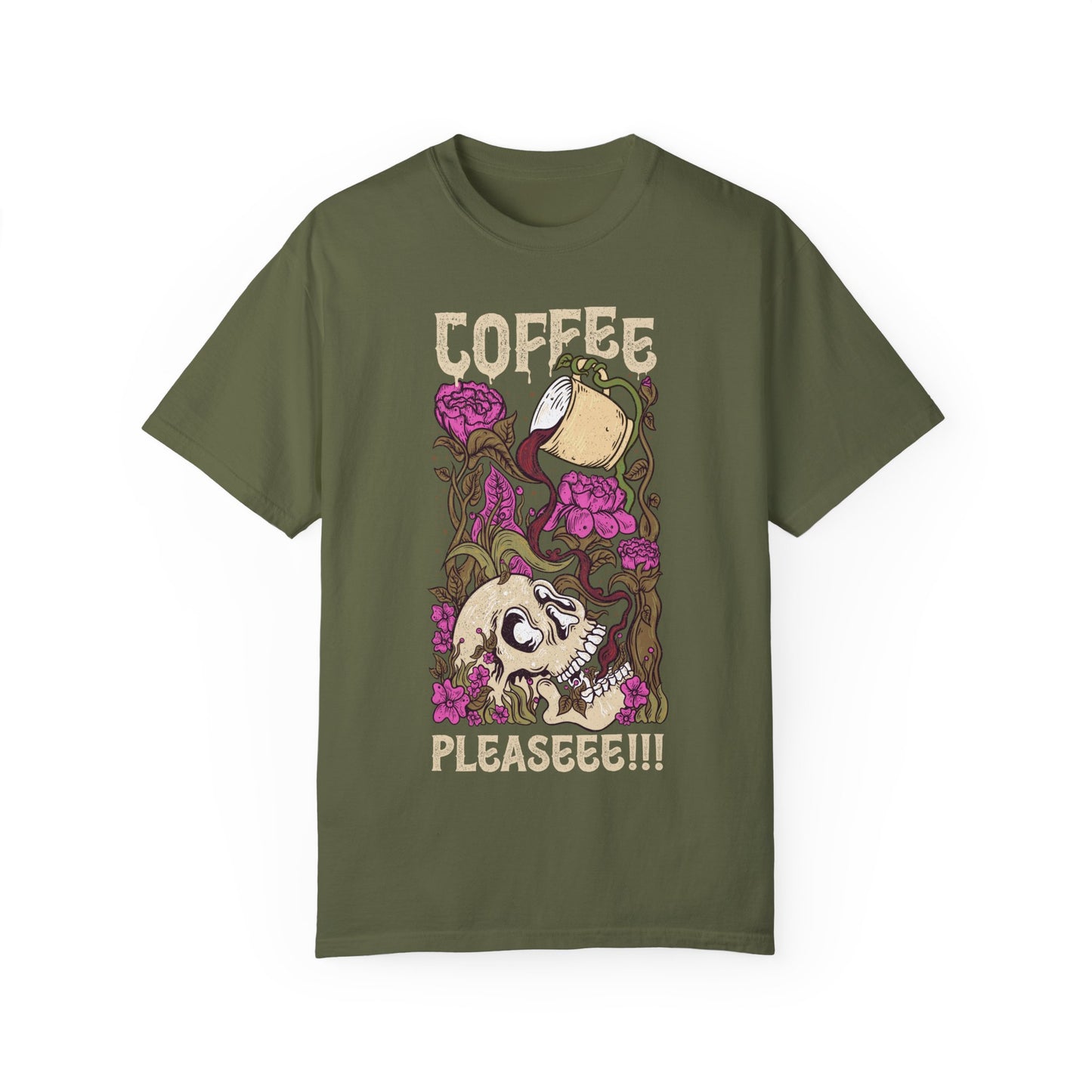 Coffee Please!!! Unisex Garment-Dyed T-shirt - Perfect for Coffee Lovers