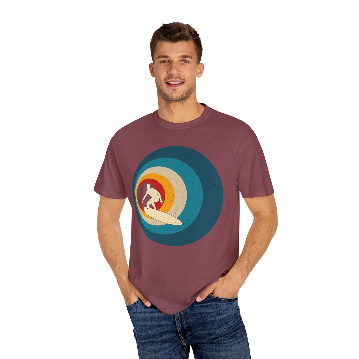 Surfer Vintage Wave Retro Surfing Surf Beach Retro Surf Vibe Unisex Garment-Dyed T-Shirt
