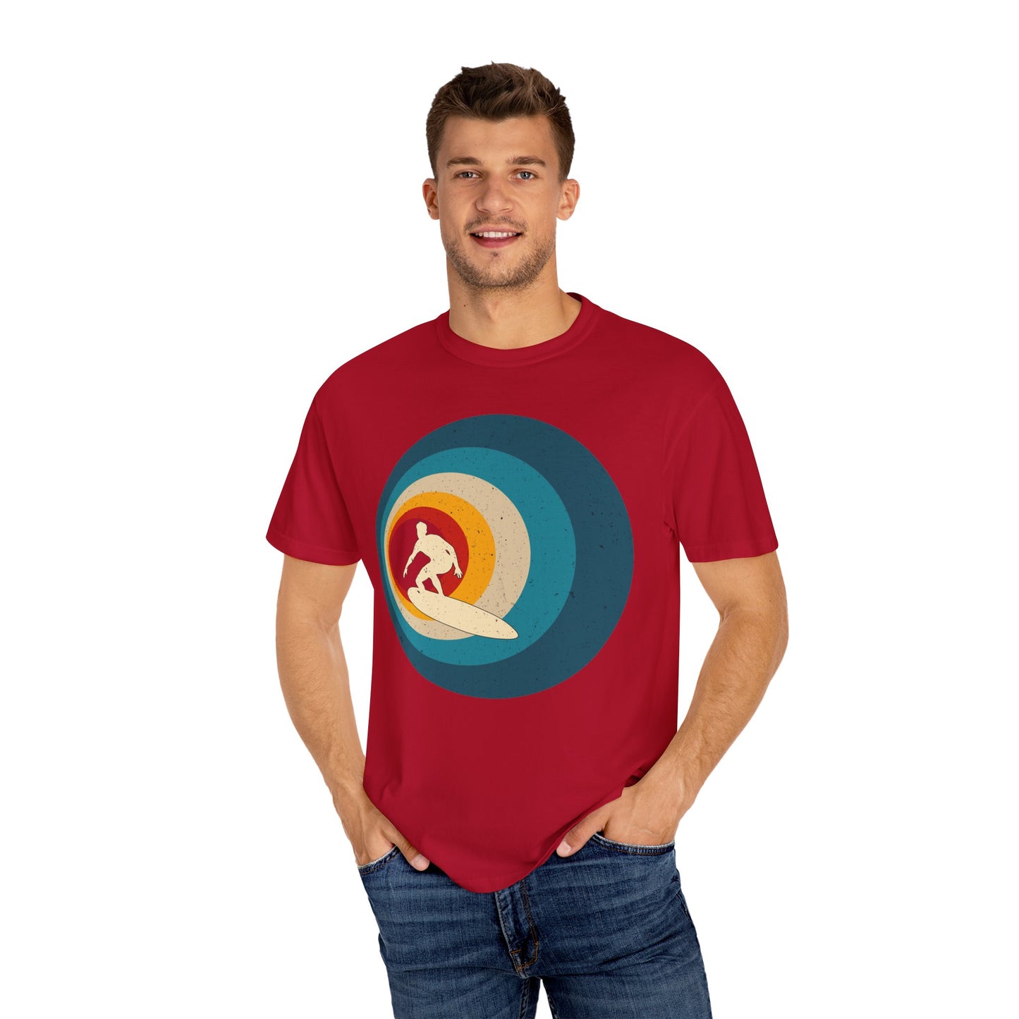 Surfer Vintage Wave Retro Surfing Surf Beach Retro Surf Vibe Unisex Garment-Dyed T-Shirt