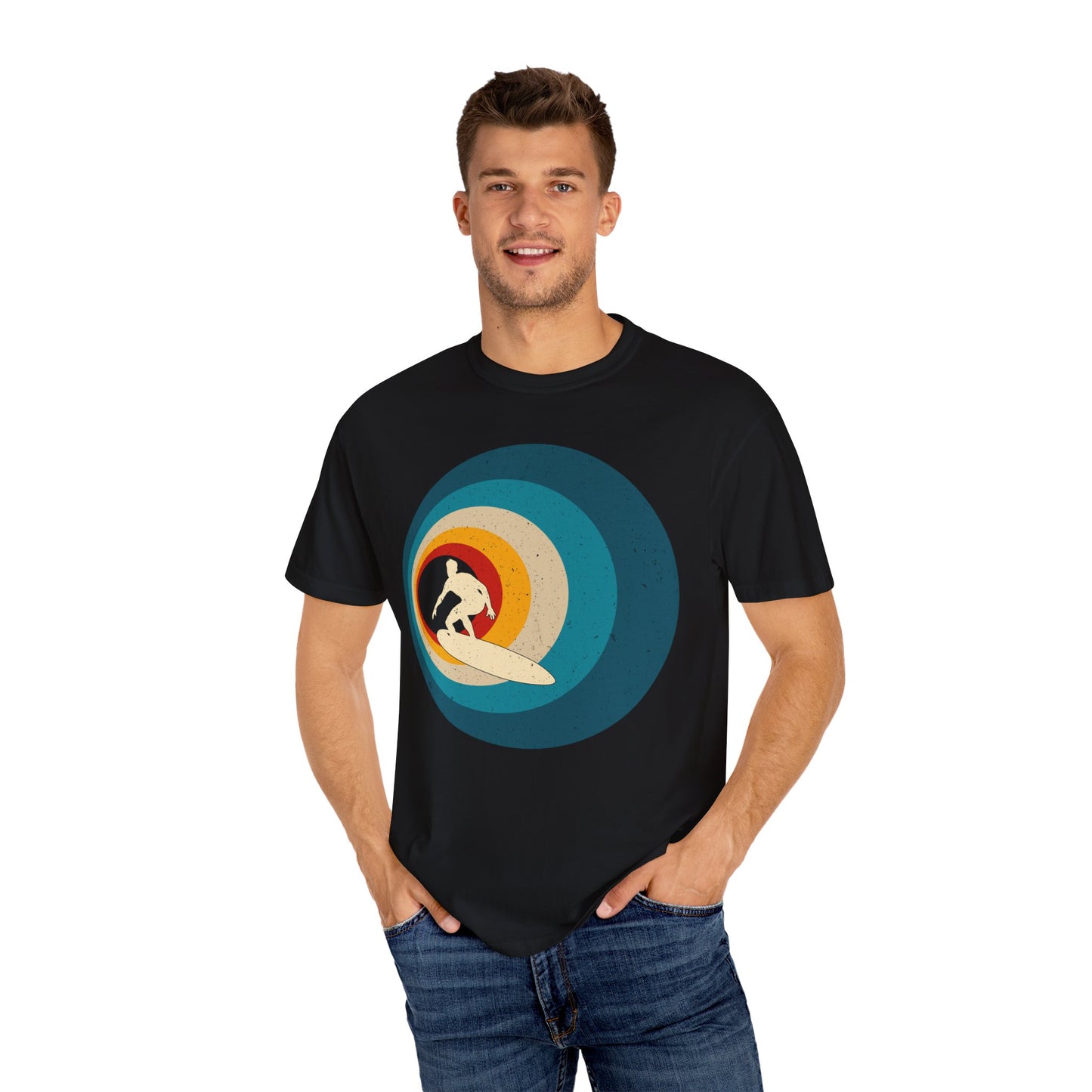 Surfer Vintage Wave Retro Surfing Surf Beach Retro Surf Vibe Unisex Garment-Dyed T-Shirt
