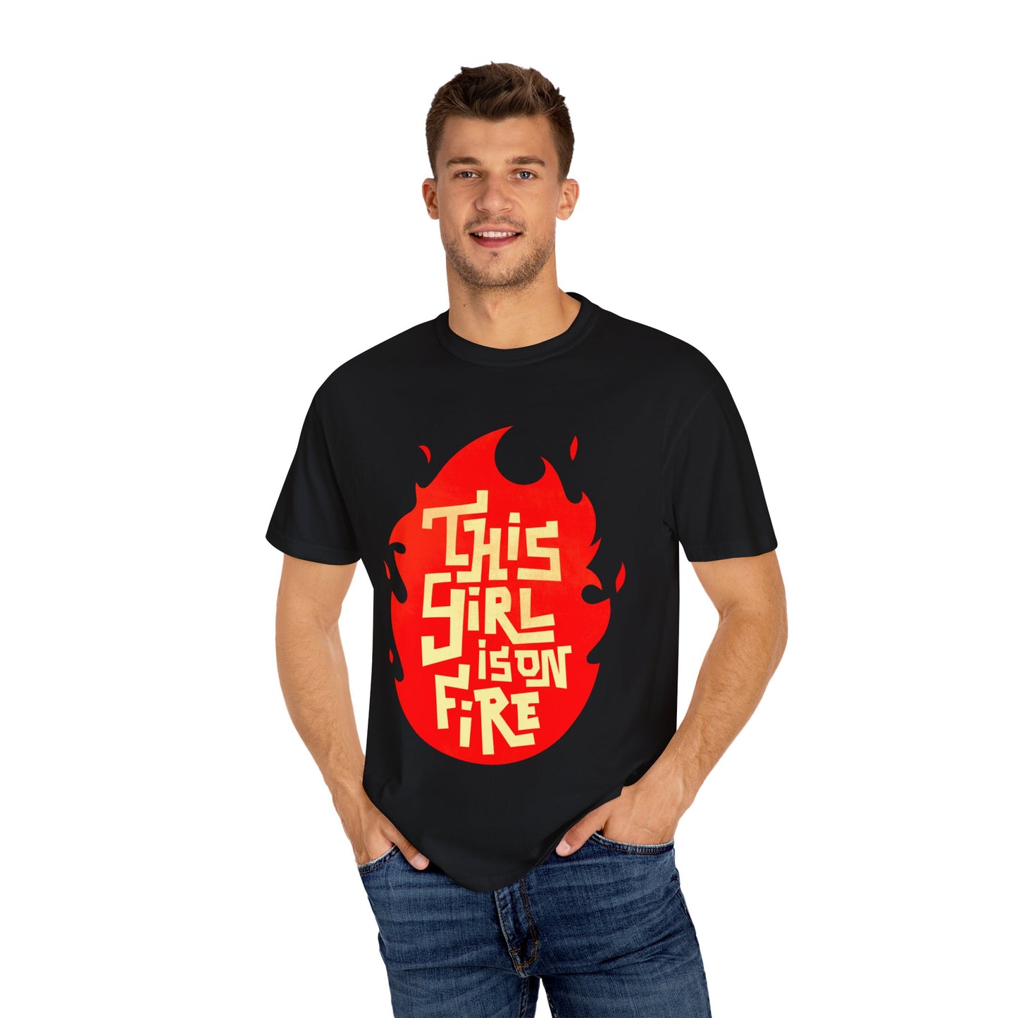 'This Girl Is on Fire' Graphic Tee - Emancipation Women Power - Go Girls - Unisex Garment-Dyed T-Shirt