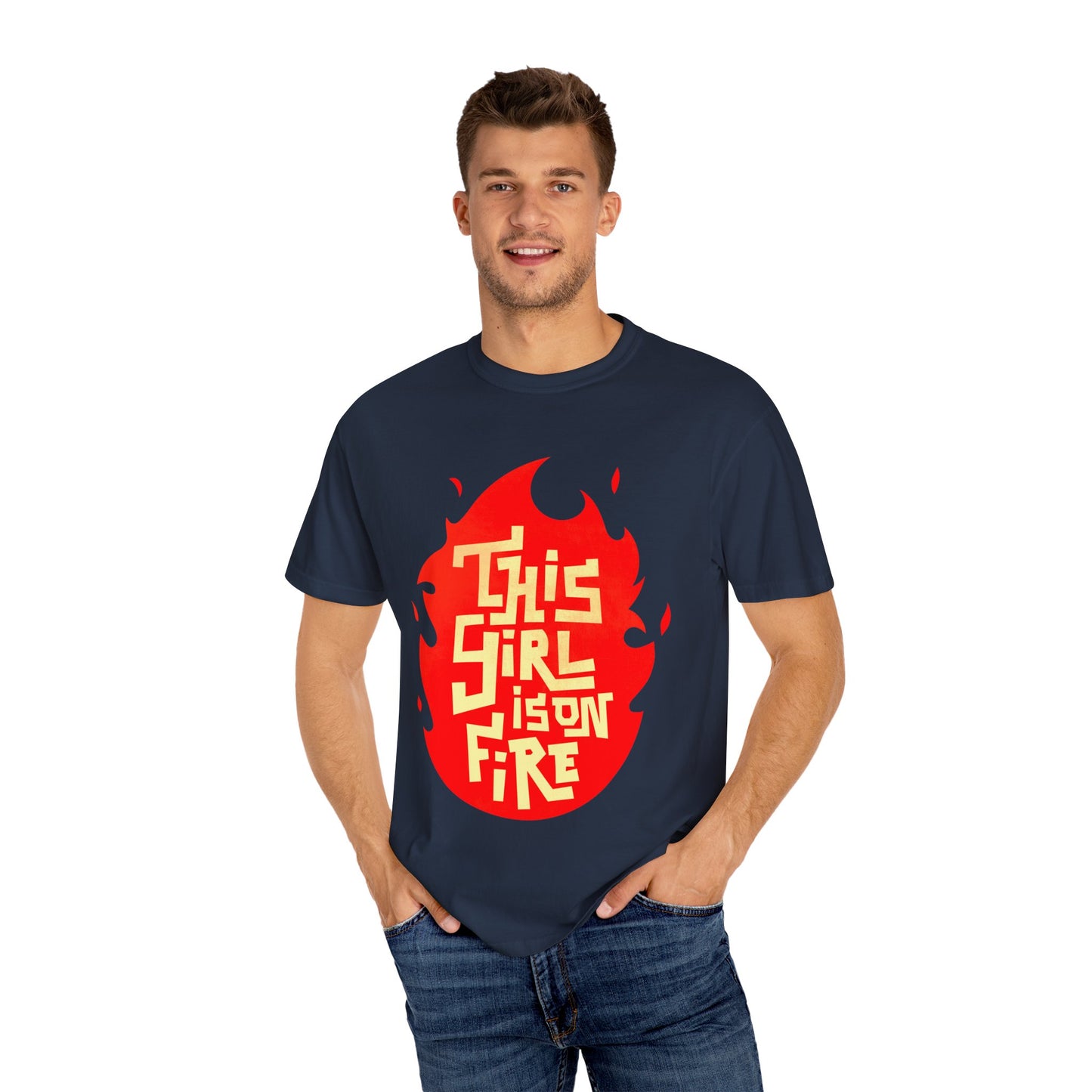 'This Girl Is on Fire' Graphic Tee - Emancipation Women Power - Go Girls - Unisex Garment-Dyed T-Shirt