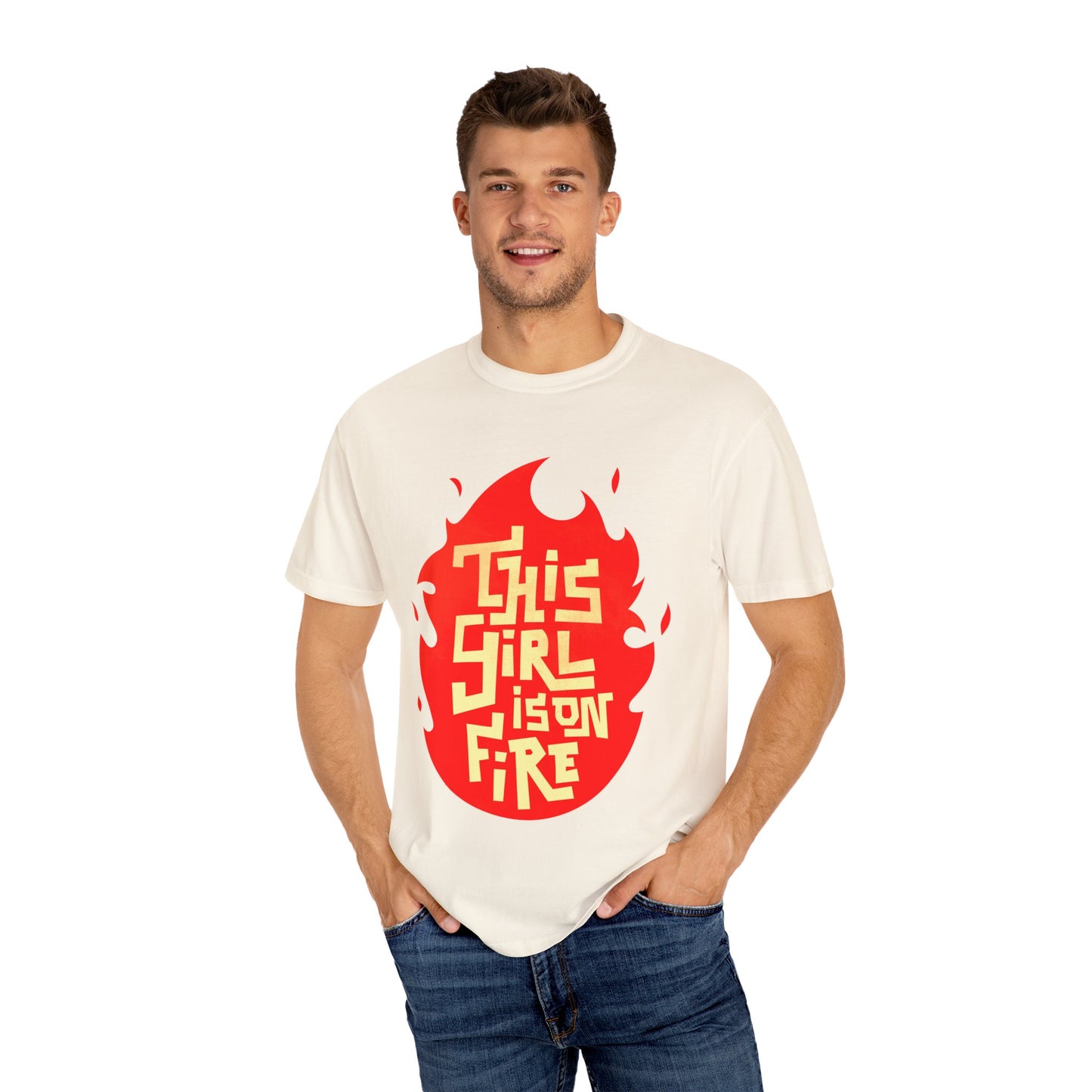 'This Girl Is on Fire' Graphic Tee - Emancipation Women Power - Go Girls - Unisex Garment-Dyed T-Shirt