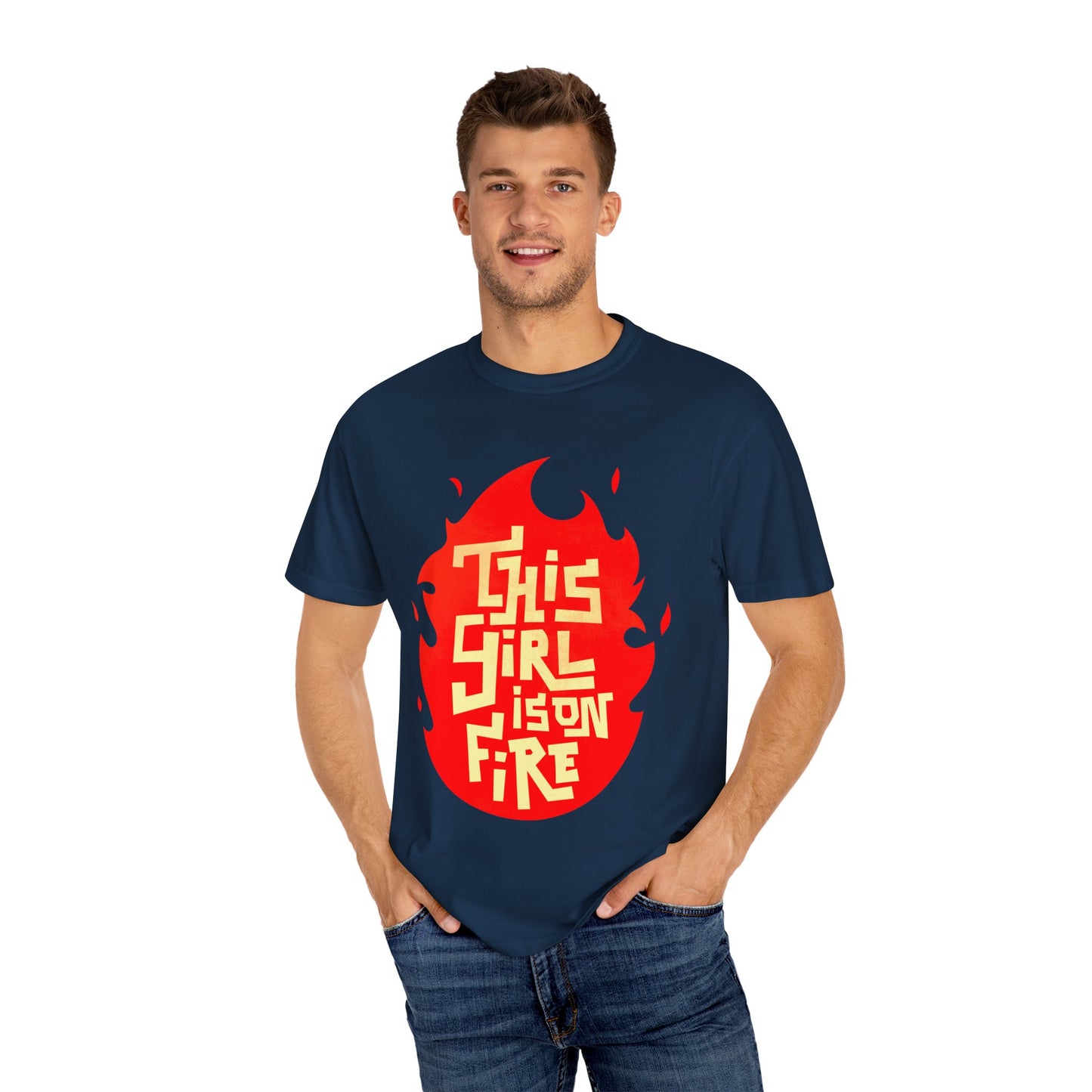 'This Girl Is on Fire' Graphic Tee - Emancipation Women Power - Go Girls - Unisex Garment-Dyed T-Shirt